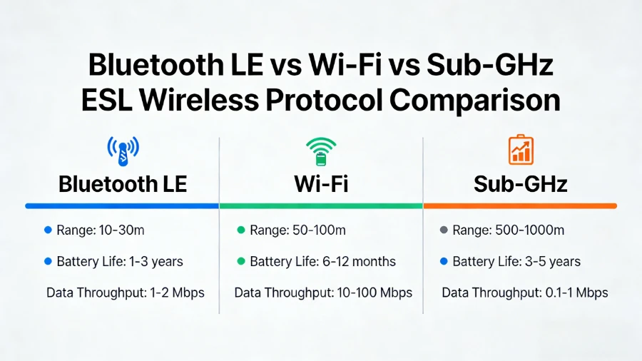 كۆك چىش vs Wi - Fi vs Sub - GHz ئېلېكترونلۇق ساقلاش بەلگىسى